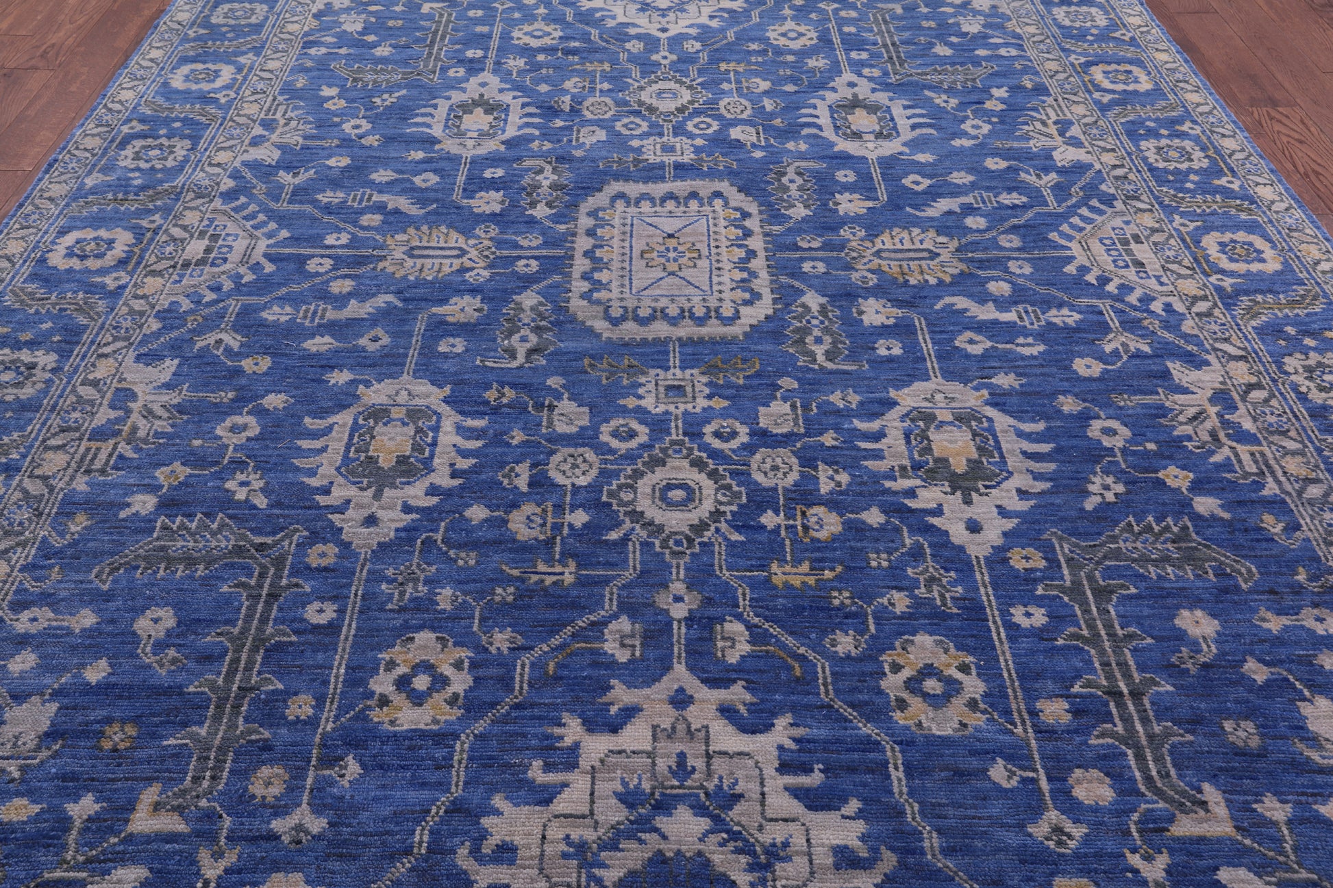 Blue Persian Fine Serapi Hand Knotted Wool Rug - 8' 11" X 12' 5" - Golden Nile