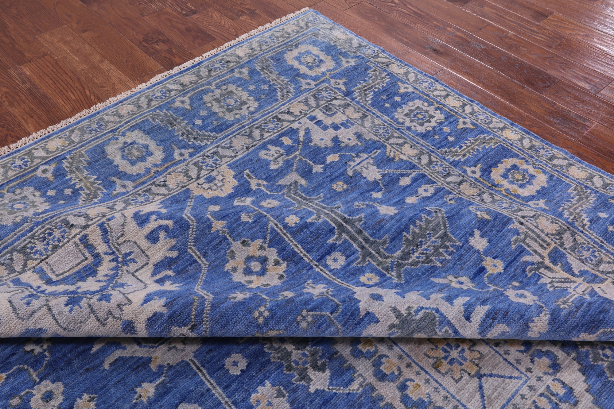 Blue Persian Fine Serapi Hand Knotted Wool Rug - 8' 11" X 12' 5" - Golden Nile