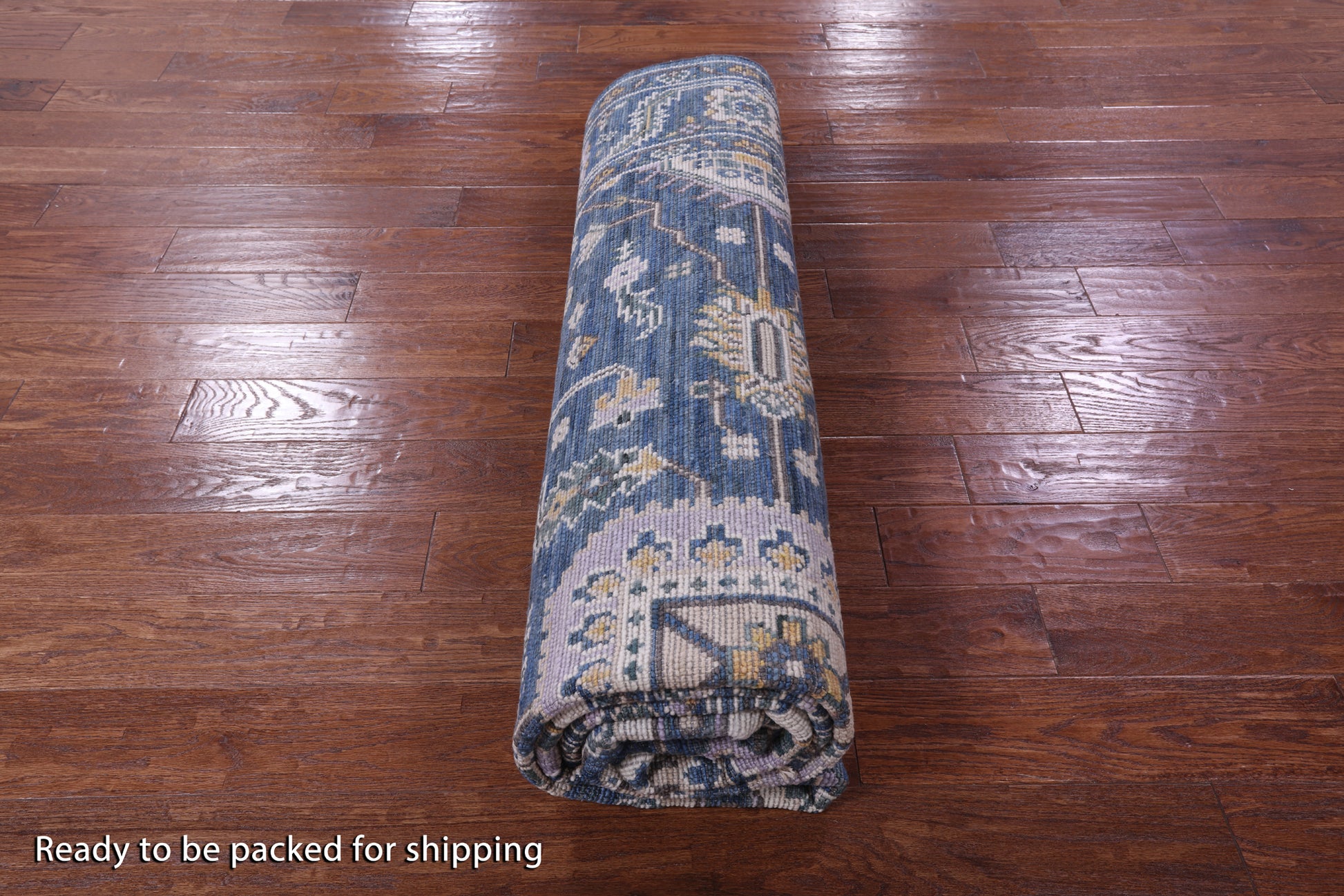 Blue Persian Fine Serapi Hand Knotted Wool Rug - 8' 1" X 9' 11" - Golden Nile