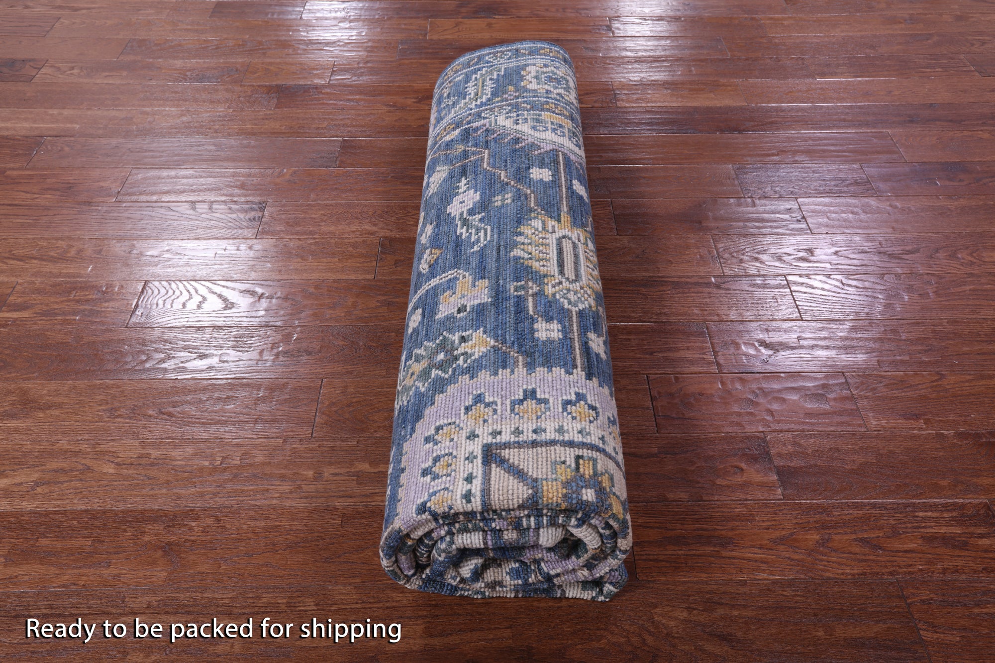 Blue Persian Fine Serapi Hand Knotted Wool Rug - 8' 1" X 9' 11" - Golden Nile
