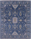 Blue Persian Fine Serapi Hand Knotted Wool Rug - 8' 1" X 9' 11" - Golden Nile