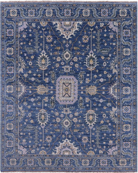 Blue Persian Fine Serapi Hand Knotted Wool Rug - 8' 1" X 9' 11" - Golden Nile