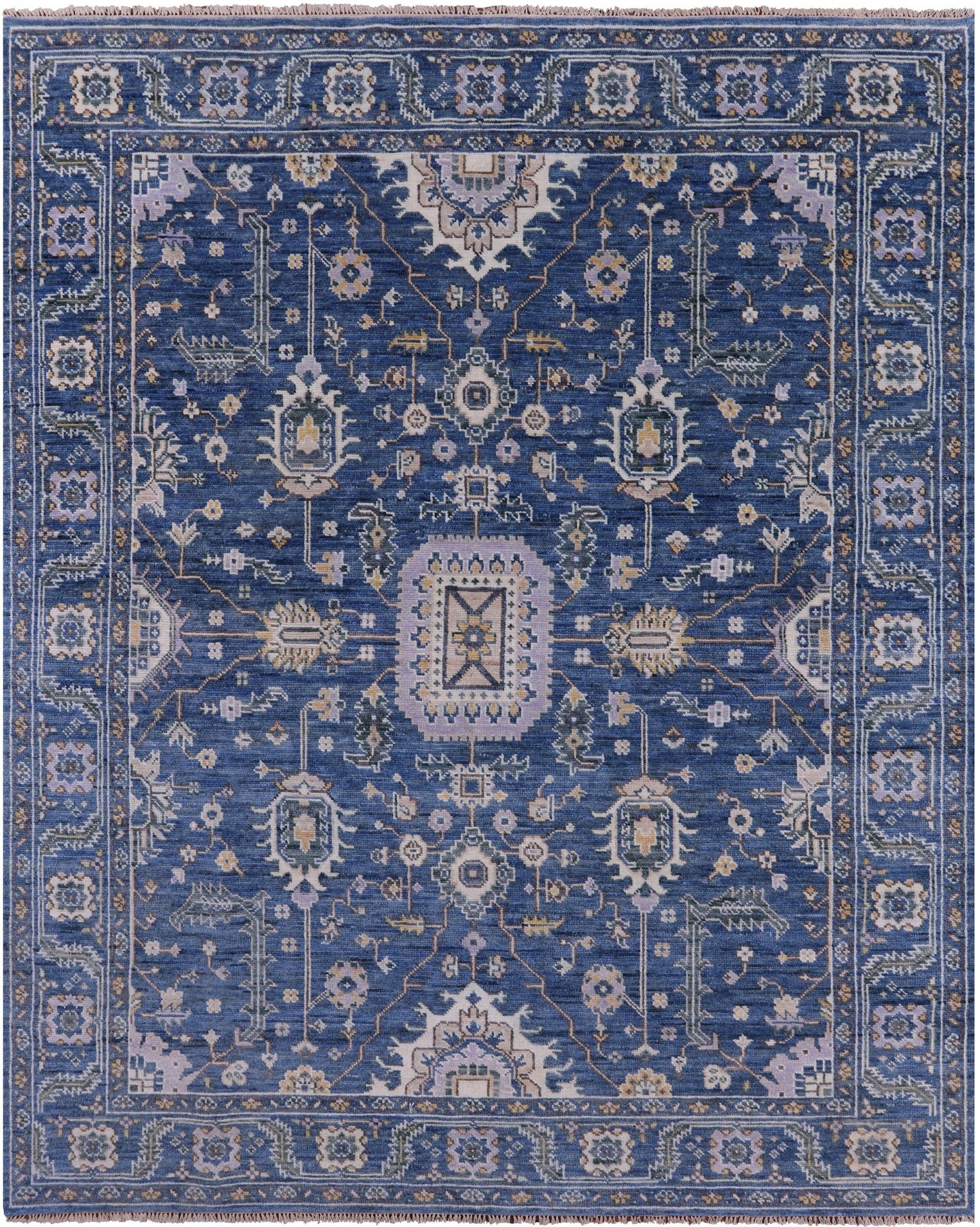 Blue Persian Fine Serapi Hand Knotted Wool Rug - 8' 1" X 9' 11" - Golden Nile
