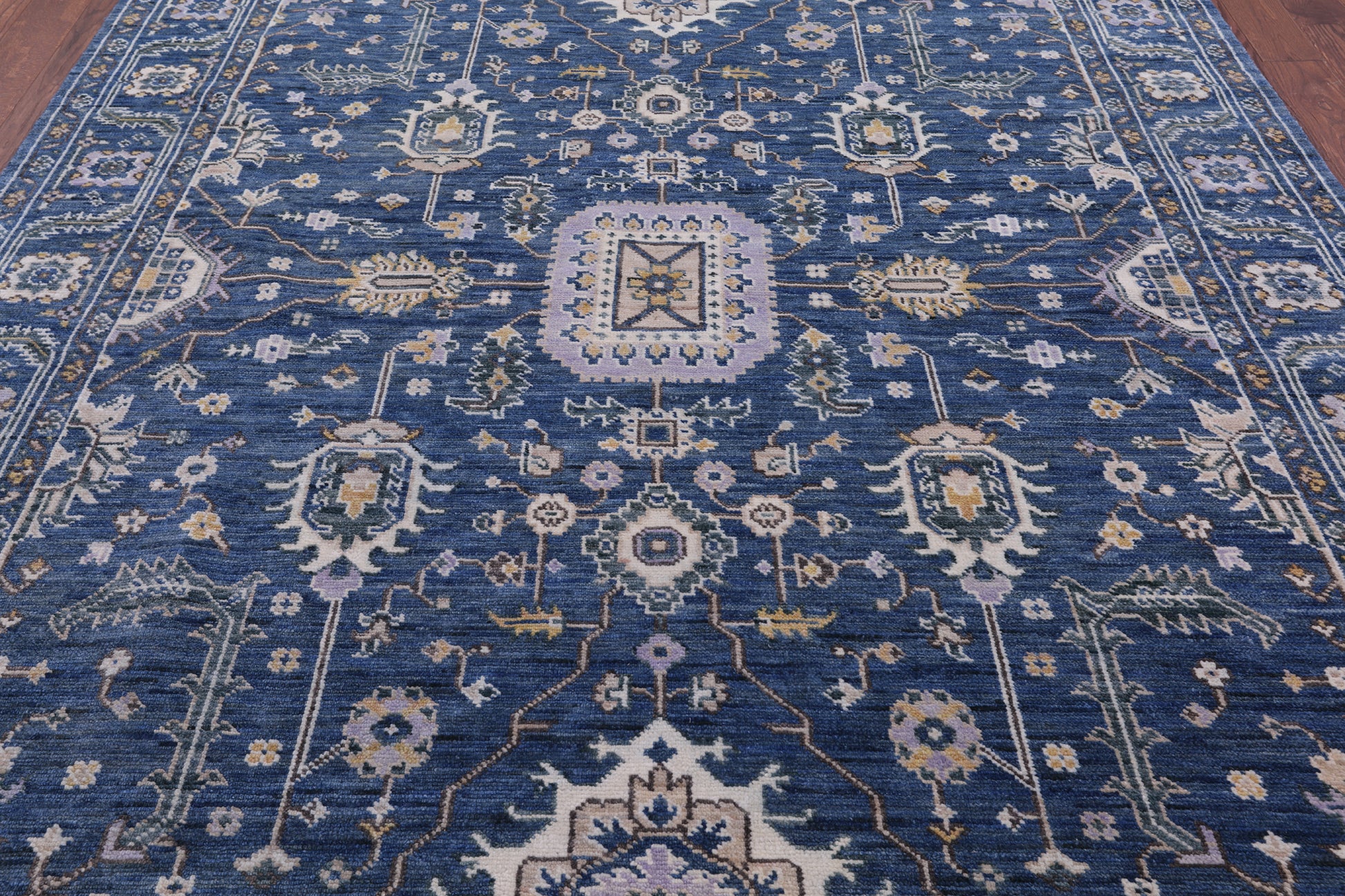 Blue Persian Fine Serapi Hand Knotted Wool Rug - 8' 1" X 9' 11" - Golden Nile