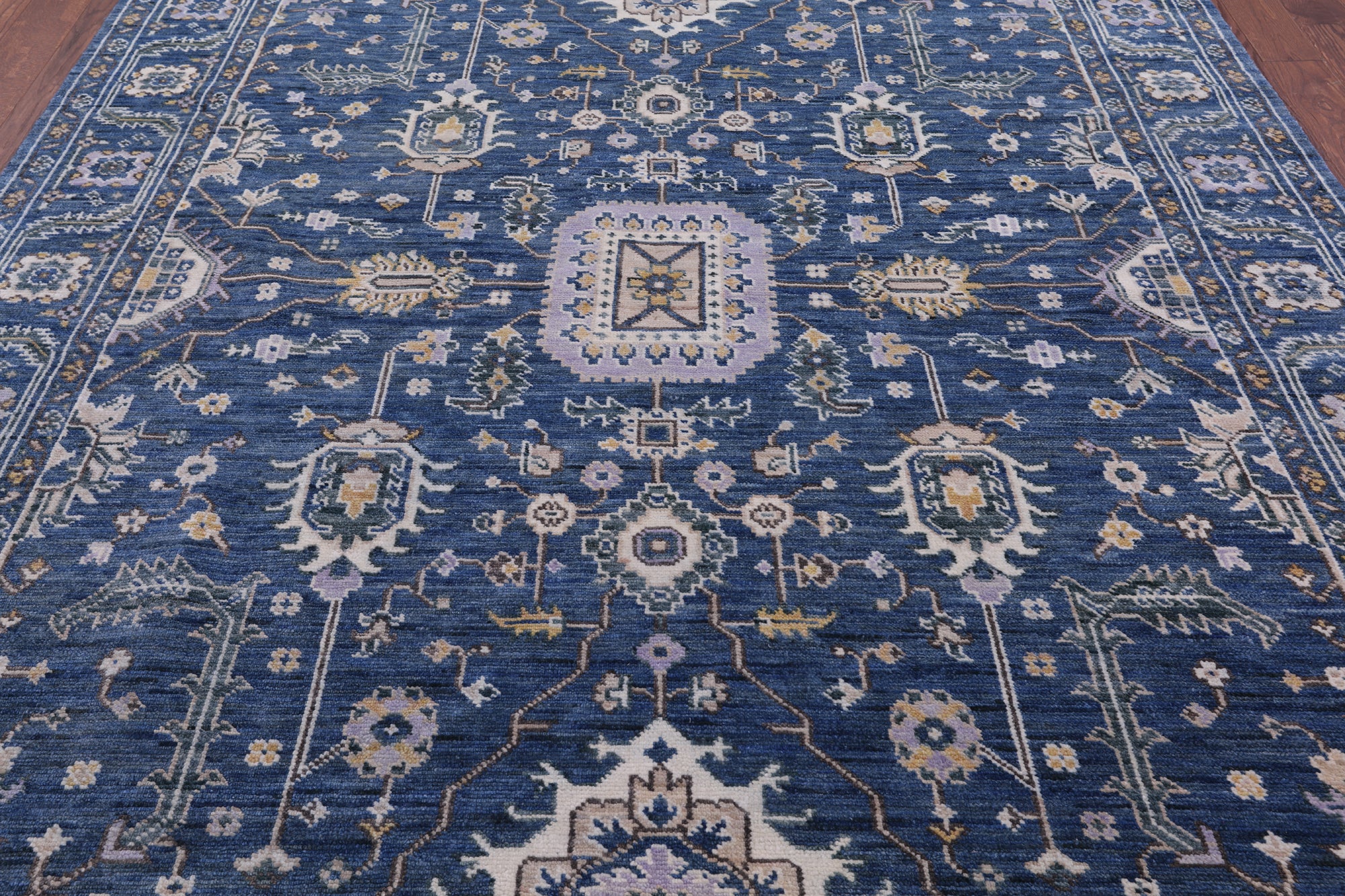 Blue Persian Fine Serapi Hand Knotted Wool Rug - 8' 1" X 9' 11" - Golden Nile