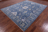 Blue Persian Fine Serapi Hand Knotted Wool Rug - 8' 1" X 9' 11" - Golden Nile