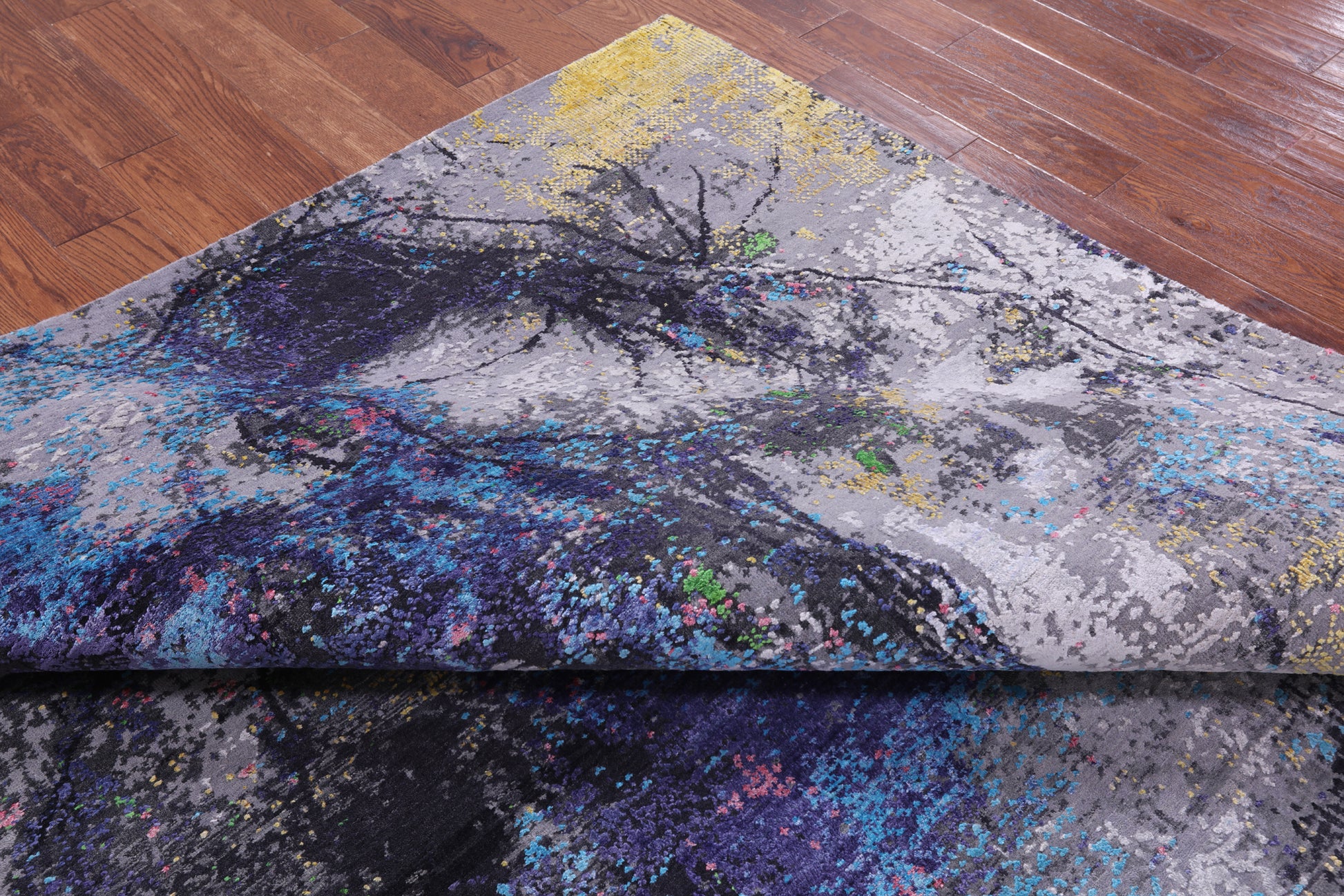 Contemporary Hand Knotted Wool & Silk Rug - 7' 11" X 9' 11" - Golden Nile