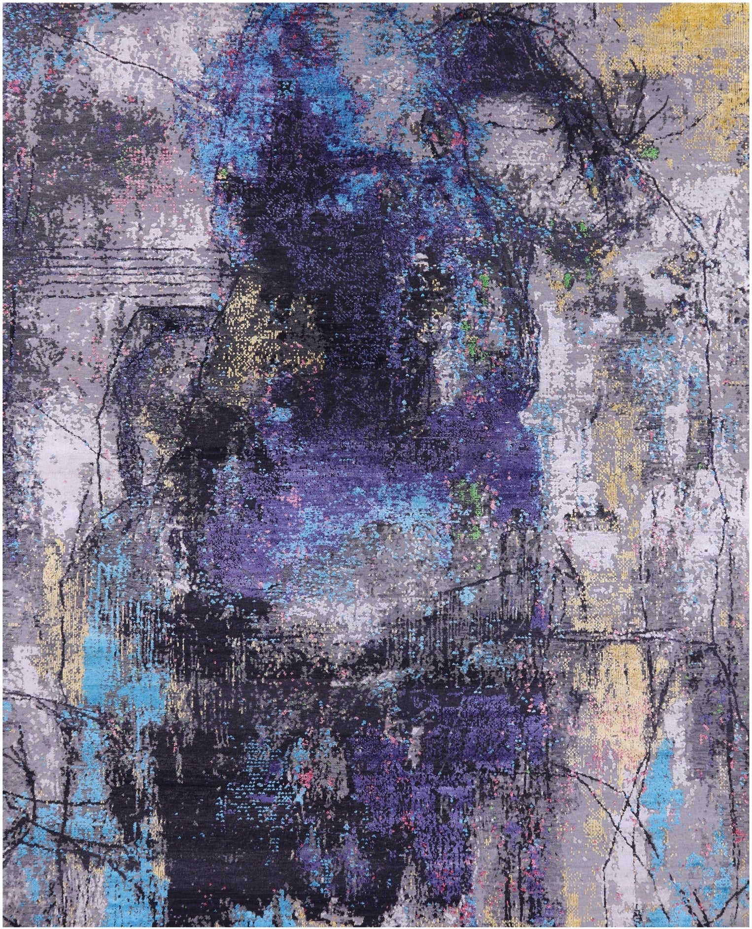 Contemporary Hand Knotted Wool & Silk Rug - 7' 11" X 9' 11" - Golden Nile