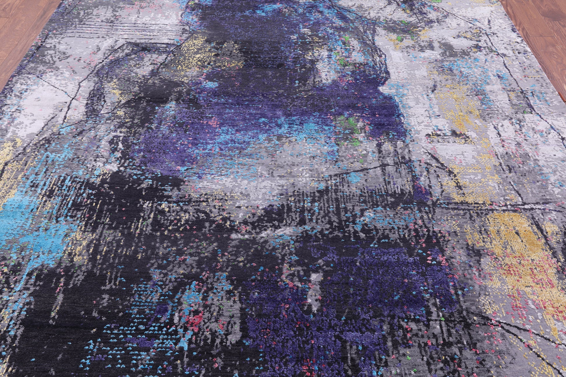 Contemporary Hand Knotted Wool & Silk Rug - 7' 11" X 9' 11" - Golden Nile