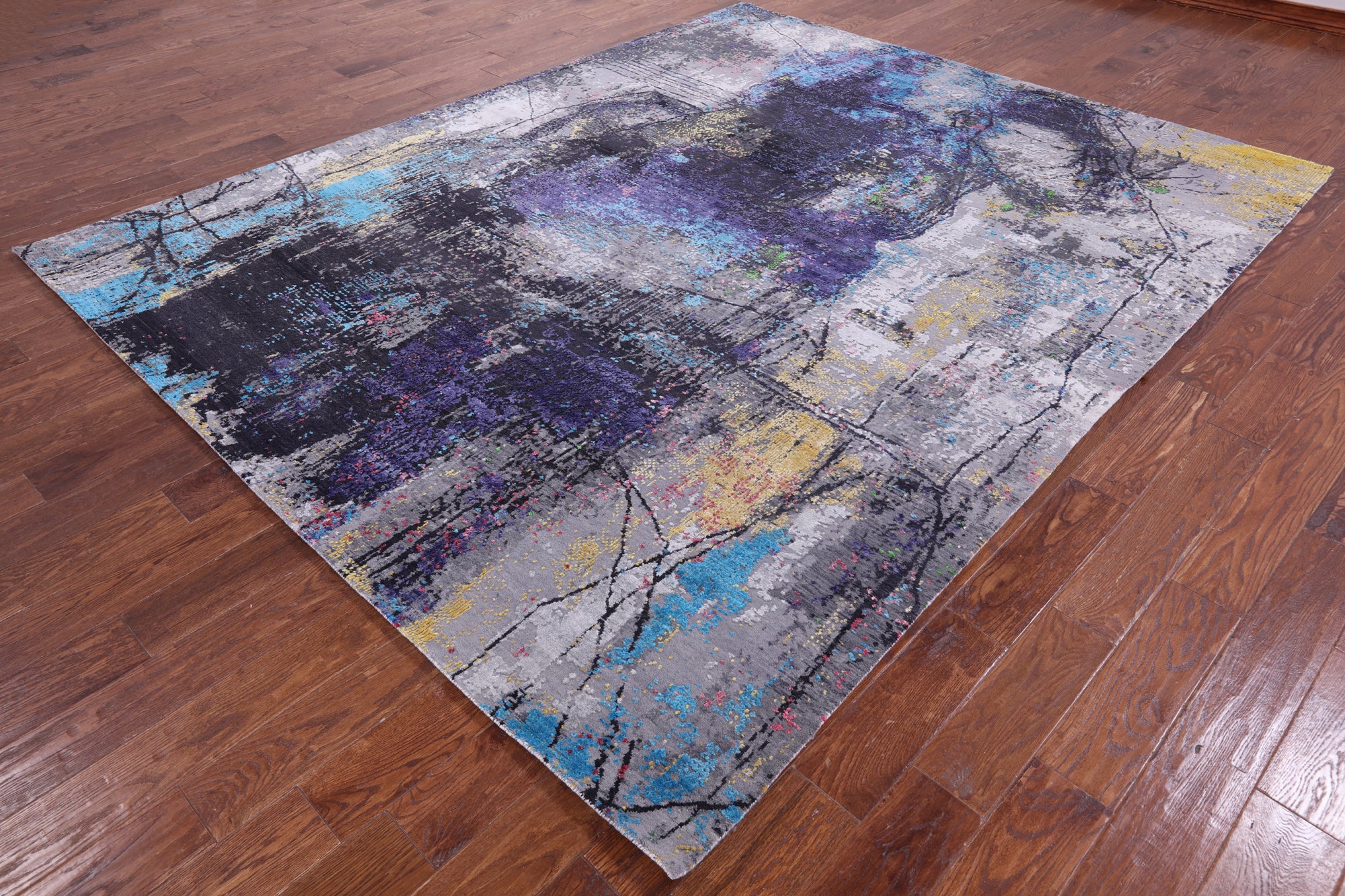 Contemporary Hand Knotted Wool & Silk Rug - 7' 11" X 9' 11" - Golden Nile