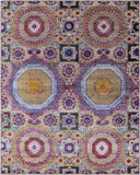 Geometric Persian Mamluk Hand Knotted Wool & Silk Rug - 7' 11" X 9' 9" - Golden Nile