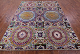 Geometric Persian Mamluk Hand Knotted Wool & Silk Rug - 7' 11" X 9' 9" - Golden Nile