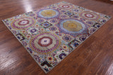 Geometric Persian Mamluk Hand Knotted Wool & Silk Rug - 7' 11" X 9' 9" - Golden Nile