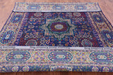 Blue Geometric Persian Mamluk Hand Knotted Wool & Silk Rug - 7' 9" X 9' 11" - Golden Nile