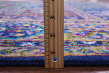 Blue Geometric Persian Mamluk Hand Knotted Wool & Silk Rug - 7' 9" X 9' 11" - Golden Nile