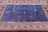 Blue Square Persian Ziegler Handmade Wool & Silk Rug - 8' 9" X 8' 6" - Golden Nile