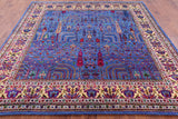 Blue Square Persian Ziegler Handmade Wool & Silk Rug - 8' 9" X 8' 6" - Golden Nile