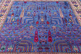 Blue Square Persian Ziegler Handmade Wool & Silk Rug - 8' 9" X 8' 6" - Golden Nile