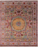 Geometric Persian Mamluk Hand Knotted Wool & Silk Rug - 7' 9" X 9' 10" - Golden Nile