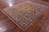 Geometric Persian Mamluk Hand Knotted Wool & Silk Rug - 7' 9" X 9' 10" - Golden Nile