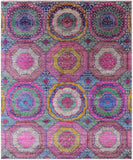 Geometric Persian Mamluk Hand Knotted Wool & Silk Rug - 8' 2" X 9' 11" - Golden Nile