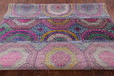 Geometric Persian Mamluk Hand Knotted Wool & Silk Rug - 8' 2" X 9' 11" - Golden Nile