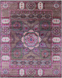 Geometric Persian Mamluk Hand Knotted Wool & Silk Rug - 8' 0" X 9' 11" - Golden Nile