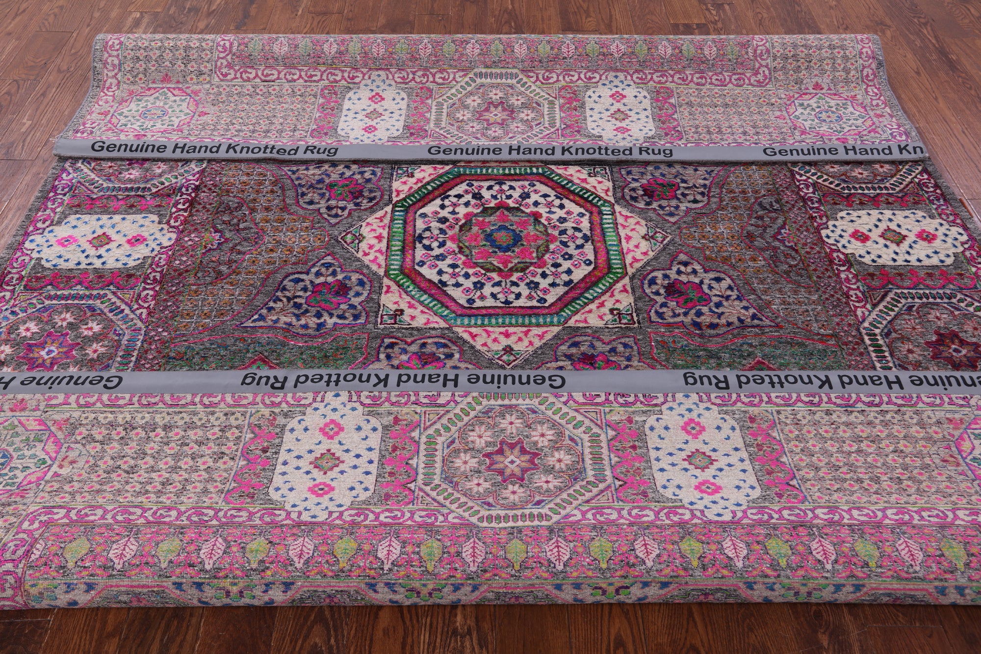 Geometric Persian Mamluk Hand Knotted Wool & Silk Rug - 8' 0" X 9' 11" - Golden Nile