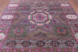 Geometric Persian Mamluk Hand Knotted Wool & Silk Rug - 8' 0" X 9' 11" - Golden Nile
