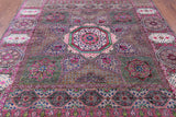 Geometric Persian Mamluk Hand Knotted Wool & Silk Rug - 8' 0" X 9' 11" - Golden Nile