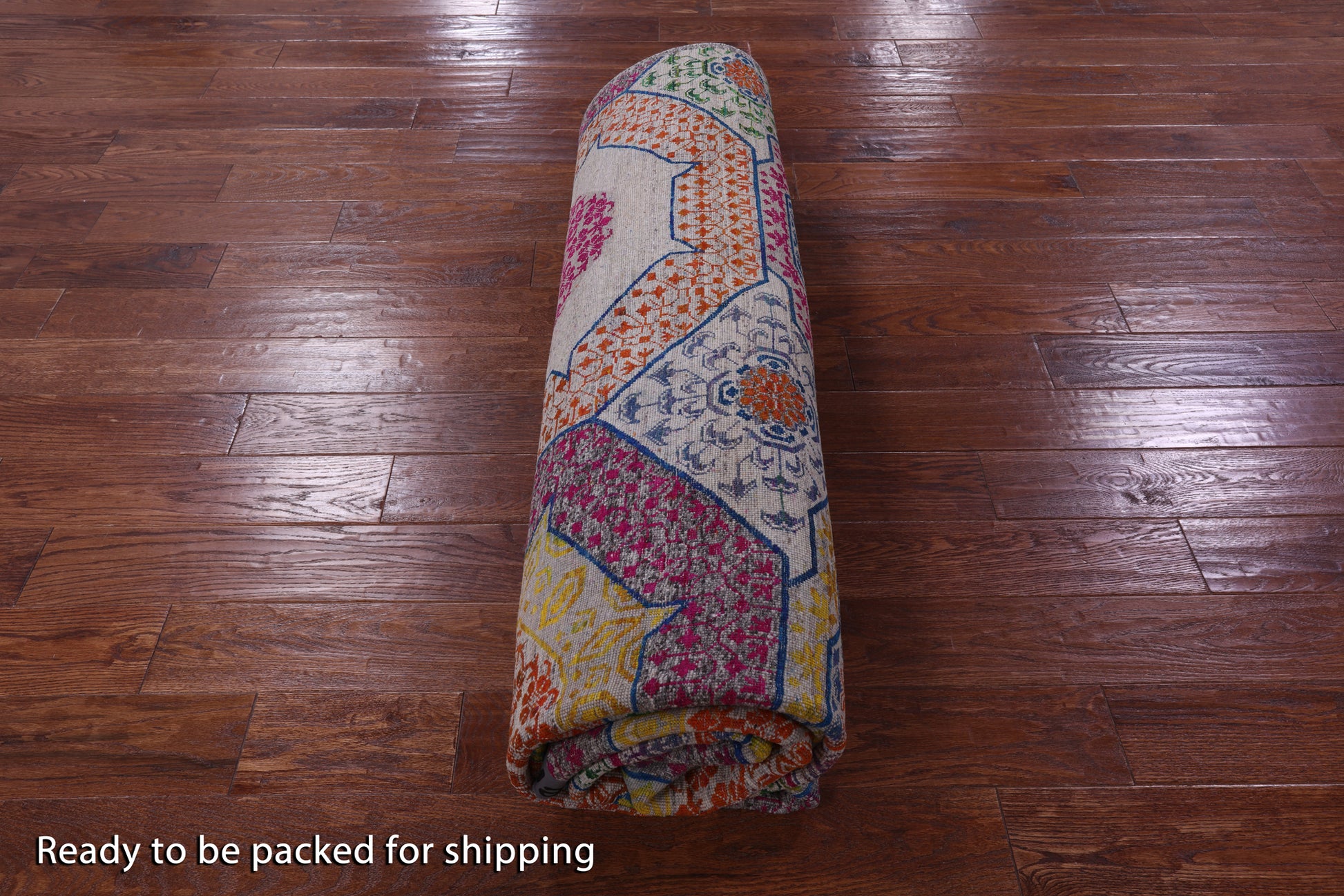 Geometric Persian Mamluk Hand Knotted Wool & Silk Rug - 8' 2" X 10' 2" - Golden Nile