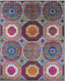 Geometric Persian Mamluk Hand Knotted Wool & Silk Rug - 8' 2" X 10' 2" - Golden Nile