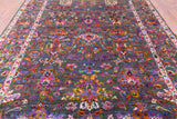 Grey Persian Hand Knotted Wool & Silk Rug - 8' 10" X 11' 10" - Golden Nile