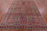 Geometric Persian Mamluk Hand Knotted Wool & Silk Rug - 7' 11" X 9' 10" - Golden Nile
