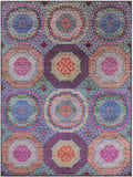 Geometric Persian Mamluk Hand Knotted Wool & Silk Rug - 8' 10" X 12' 2" - Golden Nile