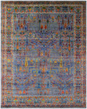 Grey Persian Ziegler Hand Knotted Wool & Silk Rug - 7' 9" X 9' 9" - Golden Nile