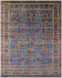 Grey Persian Ziegler Hand Knotted Wool & Silk Rug - 7' 9" X 9' 9" - Golden Nile