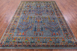 Grey Persian Ziegler Hand Knotted Wool & Silk Rug - 7' 9" X 9' 9" - Golden Nile