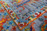 Grey Persian Ziegler Hand Knotted Wool & Silk Rug - 7' 9" X 9' 9" - Golden Nile