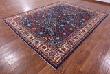 Blue Persian Fine Serapi Hand Knotted Wool Rug - 9' 2" X 11' 8" - Golden Nile