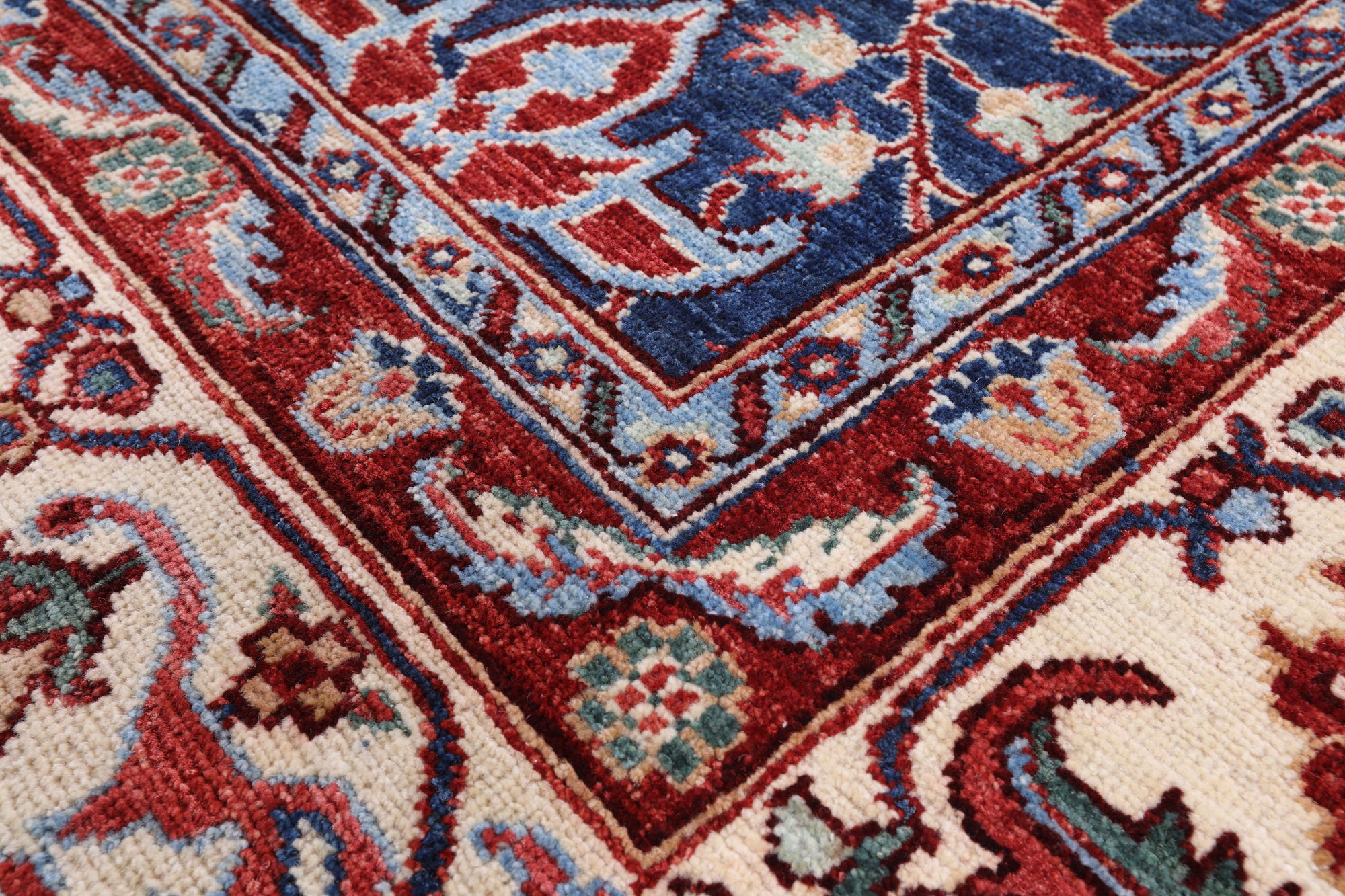 Blue Persian Fine Serapi Hand Knotted Wool Rug - 9' 2" X 11' 8" - Golden Nile