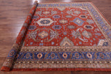 Red Super Kazak Hand Knotted Wool Rug - 9' 1" X 12' 0" - Golden Nile