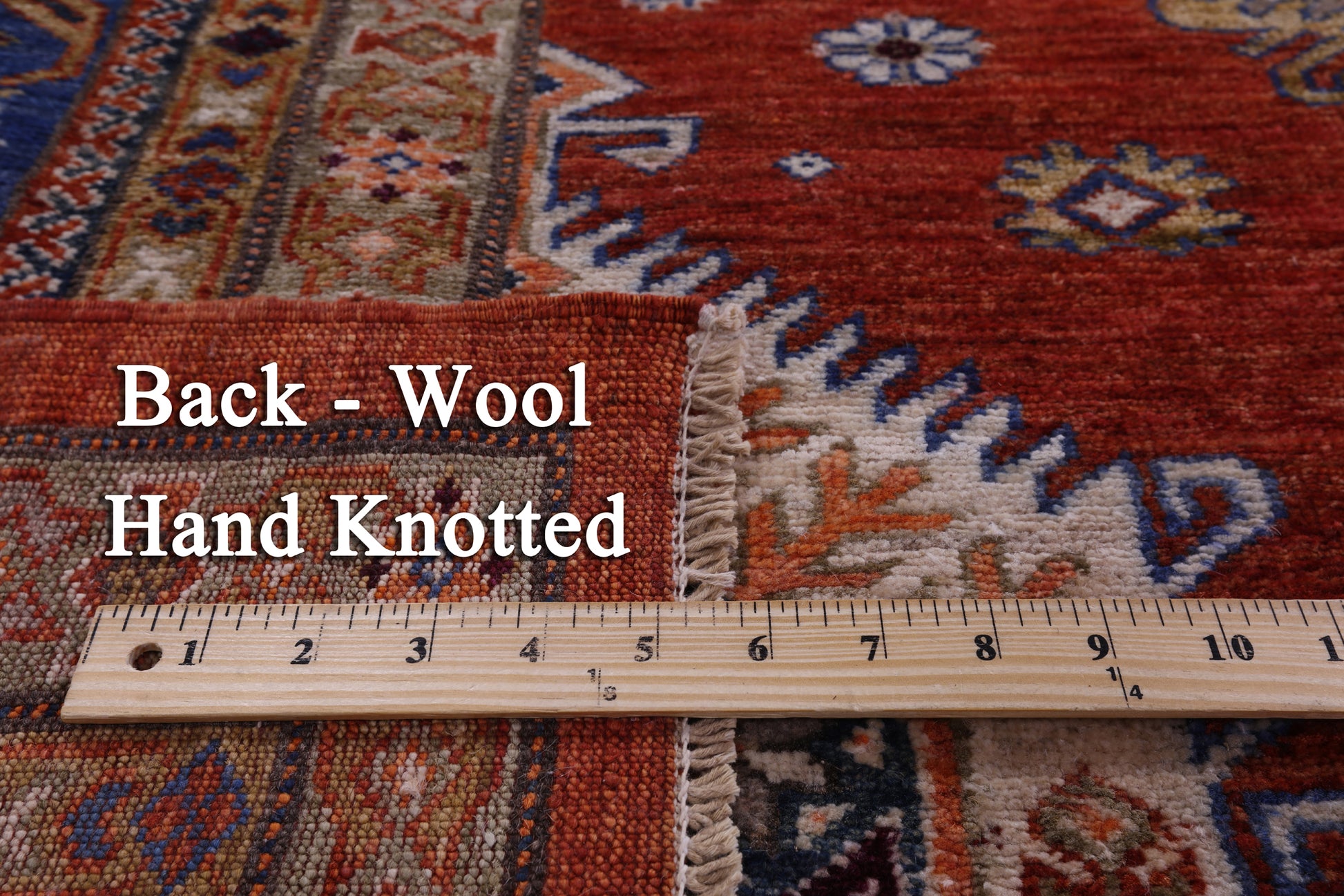 Red Super Kazak Hand Knotted Wool Rug - 9' 1" X 12' 0" - Golden Nile