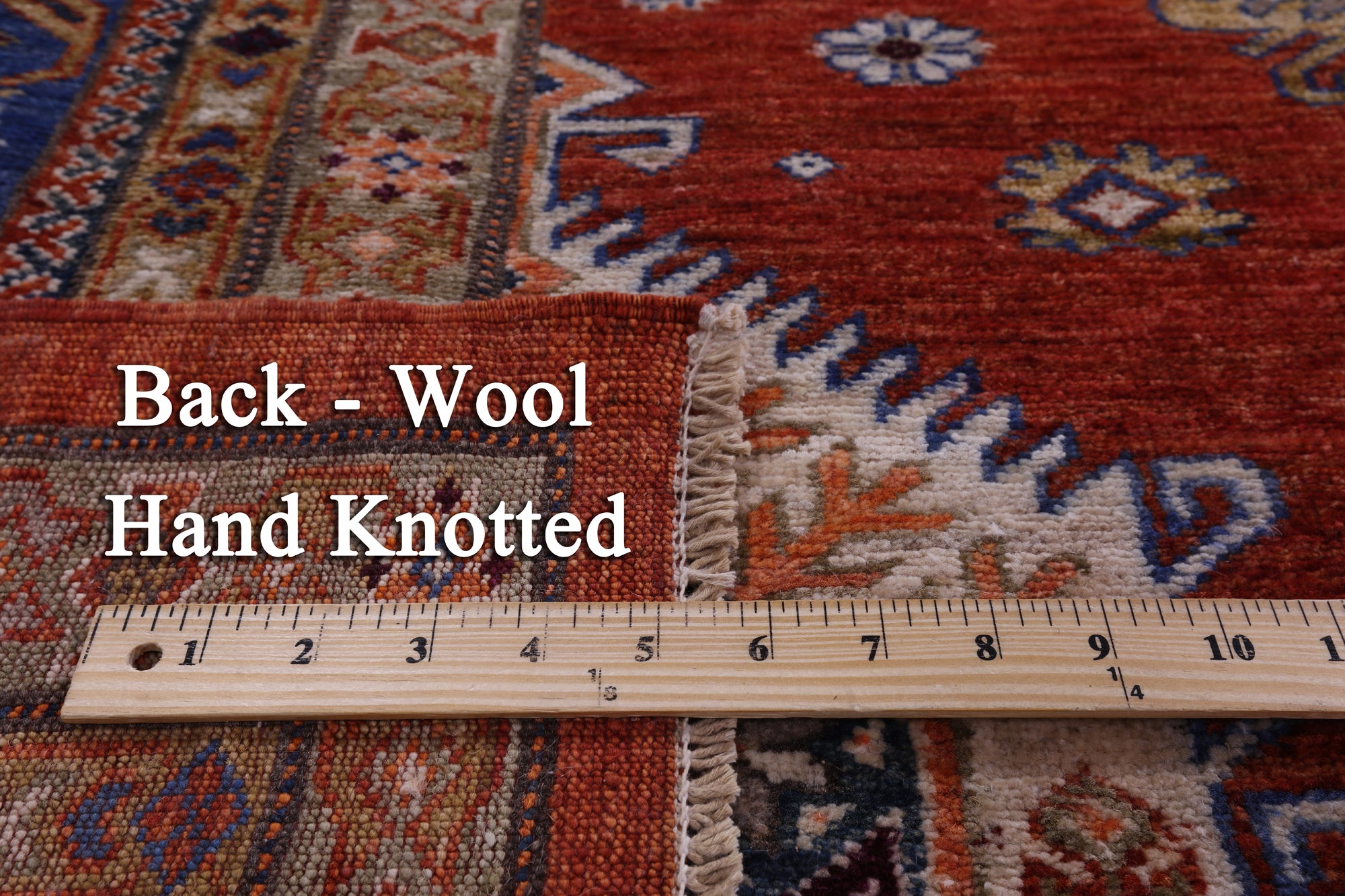 Red Super Kazak Hand Knotted Wool Rug - 9' 1" X 12' 0" - Golden Nile