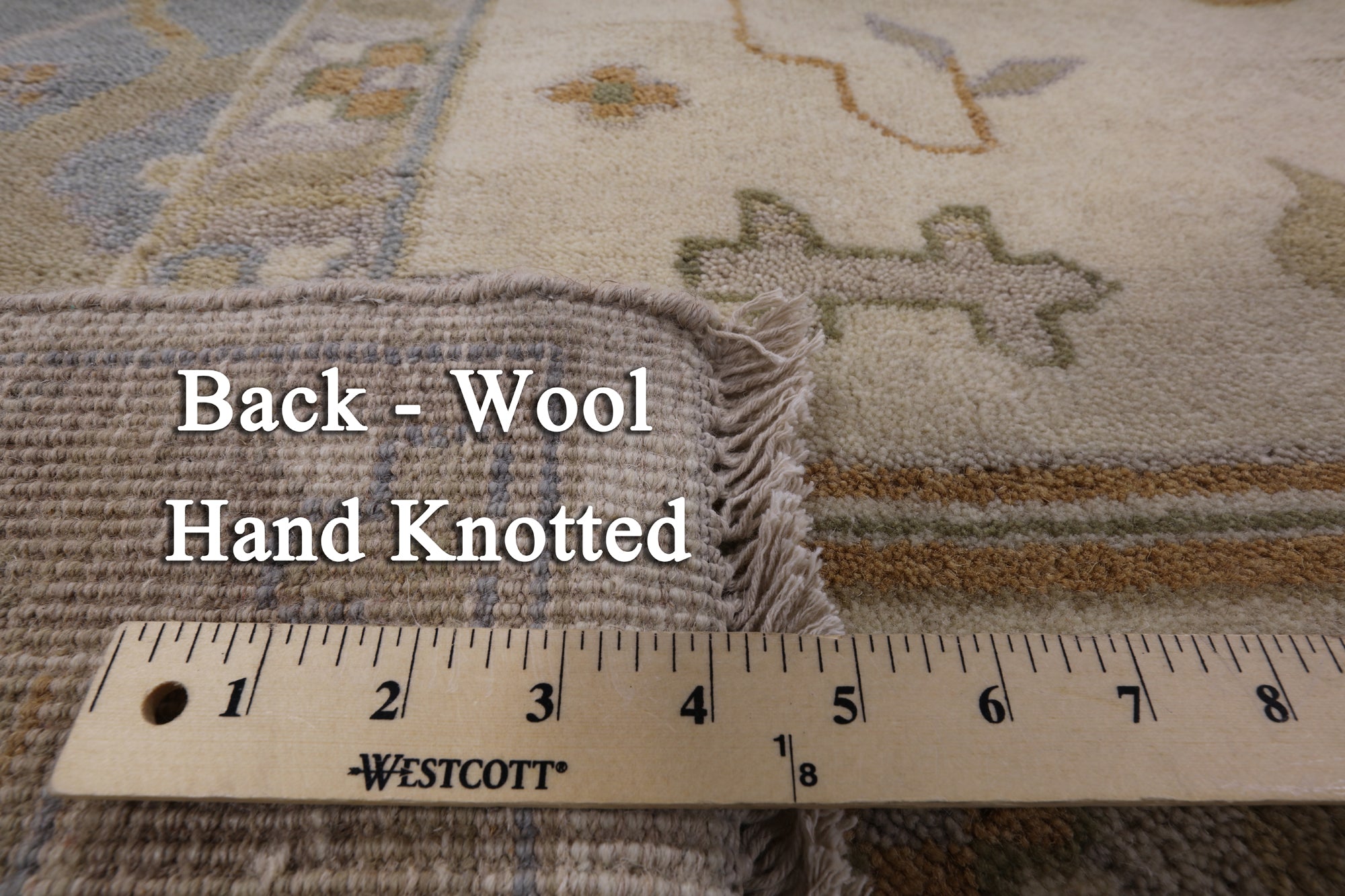 Ivory Turkish Oushak Hand Knotted Wool Area Rug - 9' 1" X 11' 9" - Golden Nile