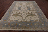 Ivory Turkish Oushak Hand Knotted Wool Area Rug - 9' 1" X 11' 9" - Golden Nile