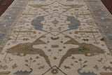 Ivory Turkish Oushak Hand Knotted Wool Area Rug - 9' 1" X 11' 9" - Golden Nile