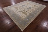 Ivory Turkish Oushak Hand Knotted Wool Area Rug - 9' 1" X 11' 9" - Golden Nile