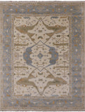 Ivory Turkish Oushak Hand Knotted Wool Area Rug - 9' 1" X 11' 9" - Golden Nile