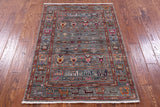 Tribal Persian Gabbeh Hand Knotted Wool Rug - 3' 4" X 4' 10" - Golden Nile